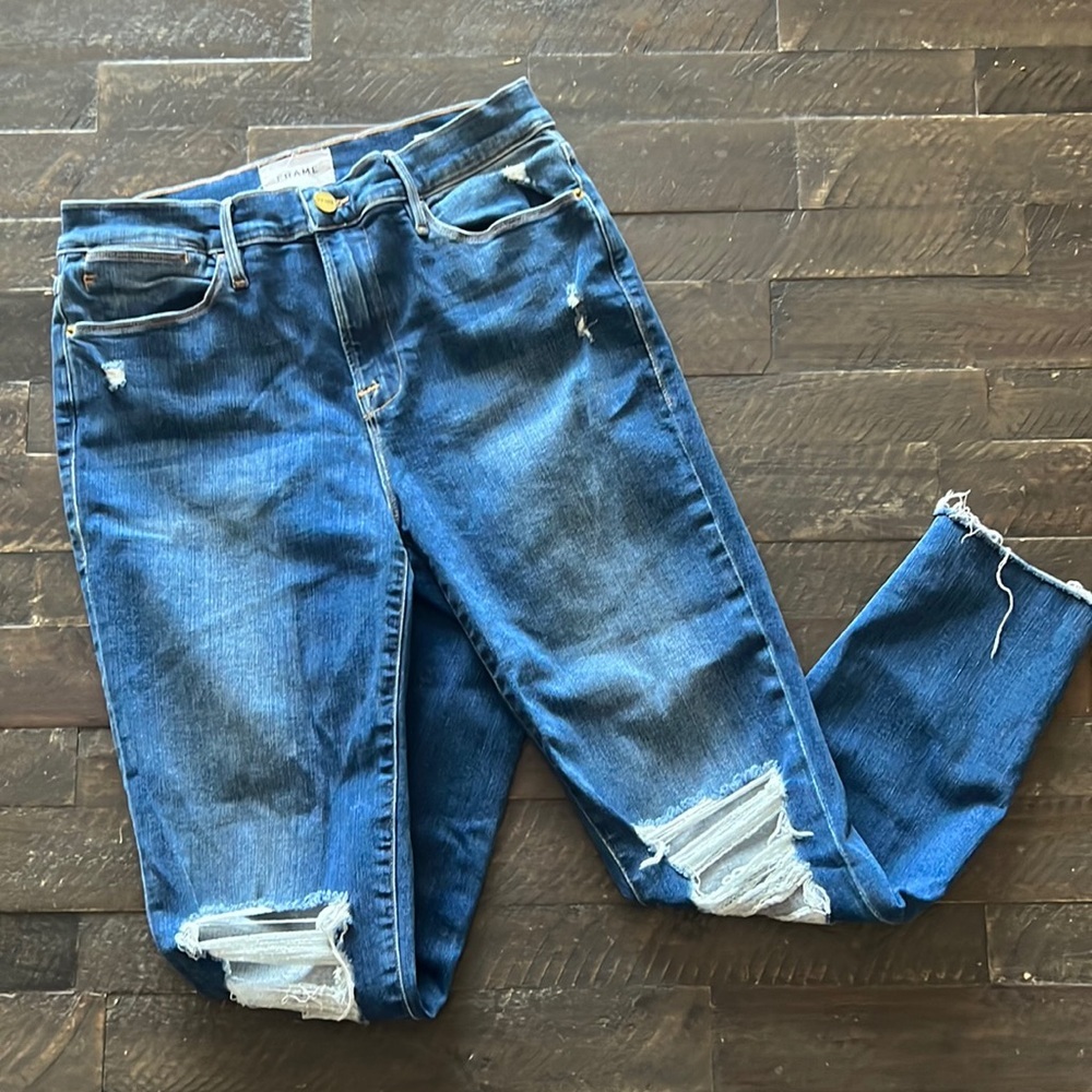 Frame Denim Blue Cropped Ankle Jeans